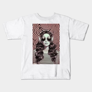 Optical Illusions Beautiful Latina Listening to Music Kids T-Shirt